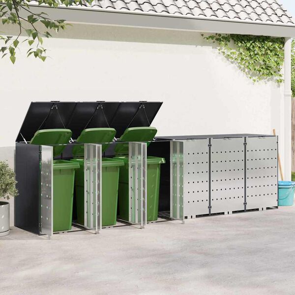 vidaXL Wheelie Bin Storage for 6 Bins Anthracite 408 x 77.5 x 115.5 cm