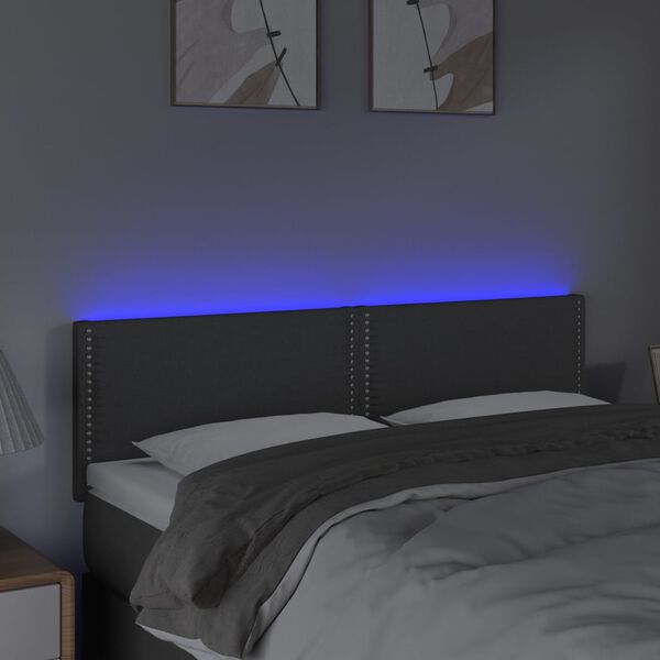 vidaXL LED Headboard Dark Grey 144 cm Fabric