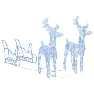 vidaXL Reindeer And Sleigh Christmas Decoration | Blue | Acrylic, PVC, Steel