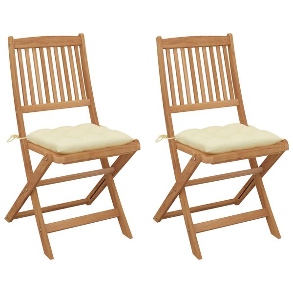 vidaXL Folding Garden Chairs 2 pcs with Cushions Solid Wood Acacia