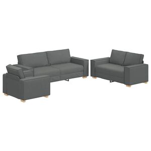 vidaXL Sofa 3 pcs Dark Grey 220 x 80 x 84 cm Fabric