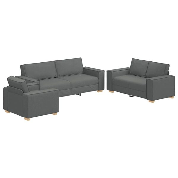 vidaXL Sofa 3 pcs Dark Grey 220 x 80 x 84 cm Fabric
