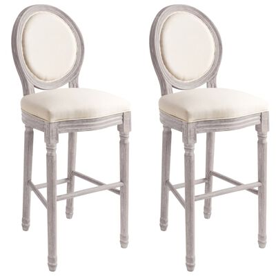 vidaXL Bar Chairs 2 pcs White Linen