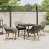 vidaXL Garden Dining Set with Cushion 5 pcs Grey Poly Rattan