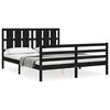vidaXL Bed Frame without Mattress Black King Size Solid Wood