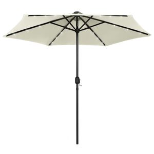 vidaXL Garden Parasol with LED Lights&Aluminium Pole 270 cm Sand White