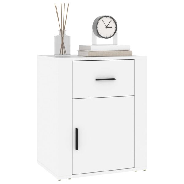 vidaXL Bedside Cabinet White 50x36x60 cm Engineered Wood