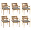 vidaXL Batavia Chairs with Cushions 6 pcs Solid Teak Wood