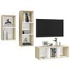 vidaXL 3 Piece TV Cabinet Set White and Sonoma Oak Engineered Wood
