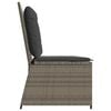 vidaXL Reclining Garden Bench with Cushions Grey Poly Rattan