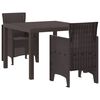vidaXL Garden Dining Set 3 pcs Brown Polypropylene