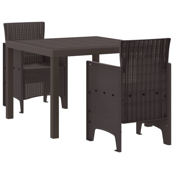 vidaXL Garden Dining Set 3 pcs Brown Polypropylene