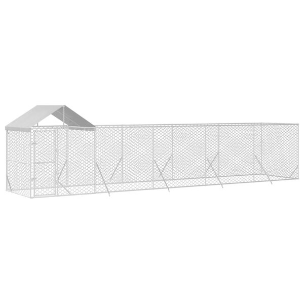 vidaXL Outdoor Dog Kennel with Roof Silver 10x2x2.5 m Galvanised Steel