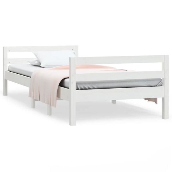 vidaXL Bed Frame without Mattress White 90x190 cm Single Solid Wood Pine