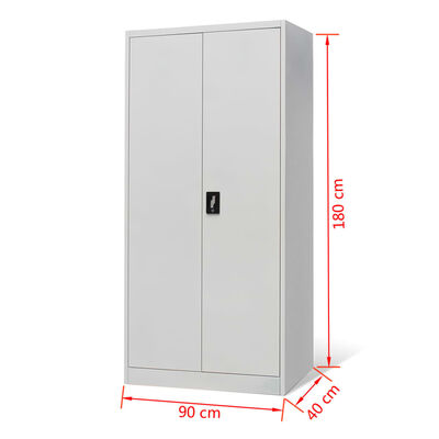 vidaXL Locker Cabinet 2 Doors Grey Metal