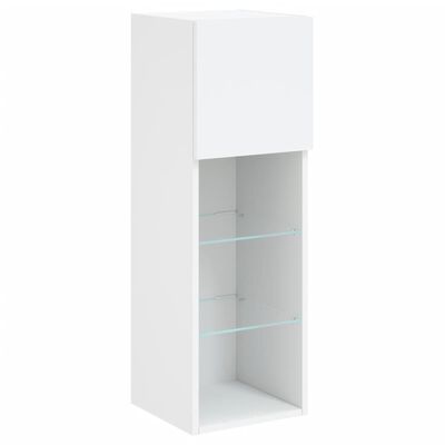 vidaXL TV Cabinets with LED Lights 2 pcs White 30.5x30x90 cm