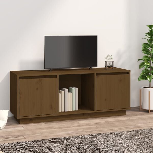 vidaXL TV Cabinet Honey Brown 110.5x35x44 cm Solid Wood Pine