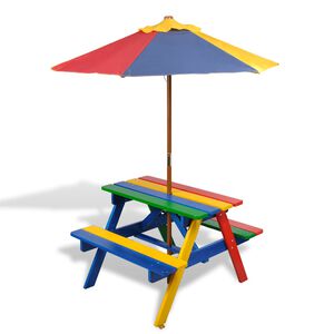 vidaXL Kids Picnic Table | Red | Fir wood | Standard | Colourful