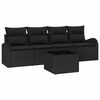 vidaXL Garden Sofa Set 5 pcs 4-Seater Black Poly Rattan