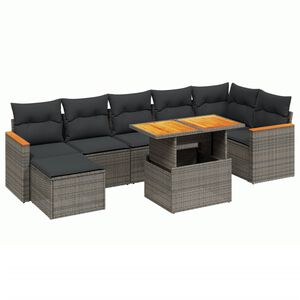 vidaXL 8 Piece Garden Sofa Set with Cushions Grey Poly Rattan