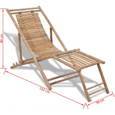 vidaXL Outdoor Deck Chair with Footrest Bamboo