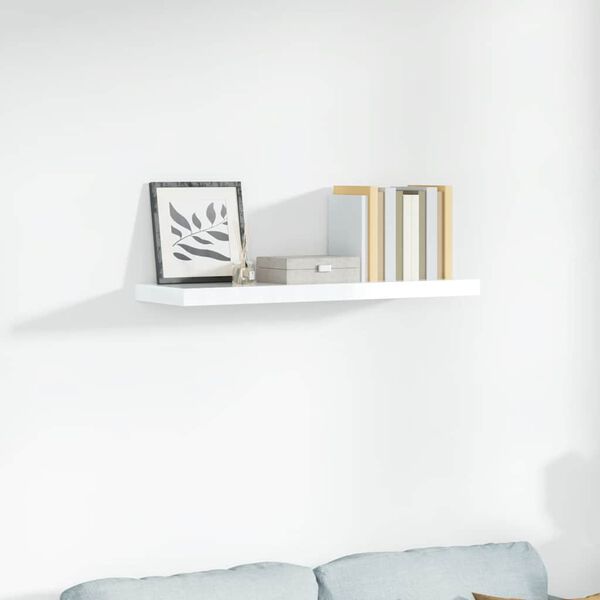 vidaXL Floating Wall Shelf High Gloss White 90x23.5x3.8 cm MDF
