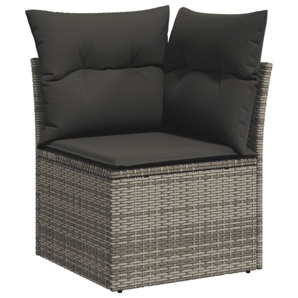 vidaXL 7 Piece Garden Sofa Set with Cushions Grey Poly Rattan