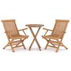 vidaXL 3 Piece Garden Dining Set Solid Wood Teak