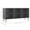 vidaXL TV Cabinet with Solid Wood Legs High Gloss Grey 103.5x30x50 cm