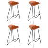 vidaXL Bar Stools 4 pcs Brown Real Leather
