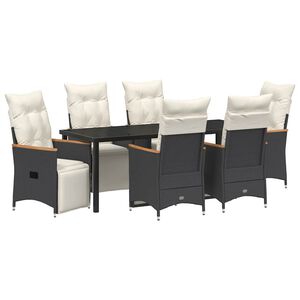 vidaXL Garden Dining Set 7 pcs Black Poly Rattan