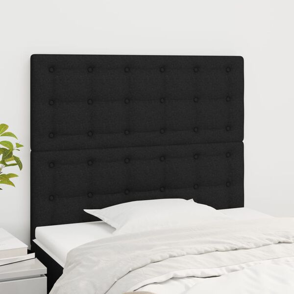 vidaXL Headboard Black 80x5x118/128 cm Fabric