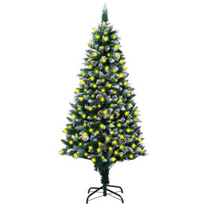 vidaXL Artificial Christmas Tree LEDs&Pine Cones&White Snow 210 cm