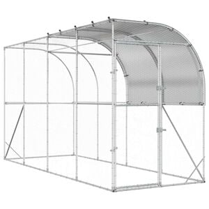 vidaXL Against Wall Chicken Coop Silver 400 x 100 x 215 cm