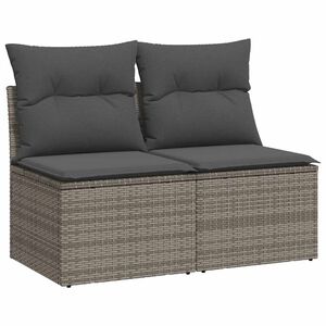vidaXL Garden Sofa Set | Grey | Poly Rattan, Powder-Coated Steel, 100% Polyester