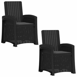 vidaXL Reclining Garden Chair Rattan Look 2 pcs Anthracite PP