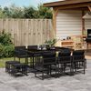 vidaXL 11 Piece Garden Dining Set with Cushions Black Poly Rattan