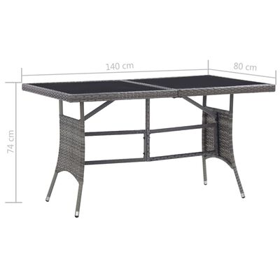 vidaXL Garden Table Grey 140x80x74 cm Poly Rattan