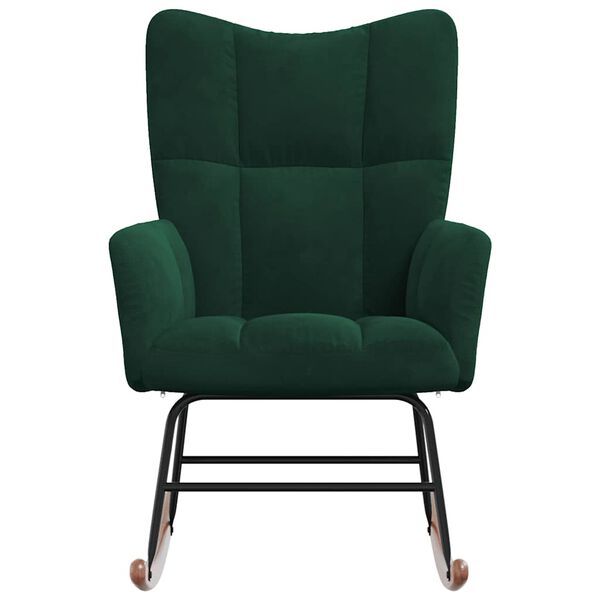 vidaXL Rocking Chair Dark Green Velvet