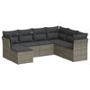 vidaXL 7 Piece Garden Sofa Set with Cushions Grey Poly Rattan