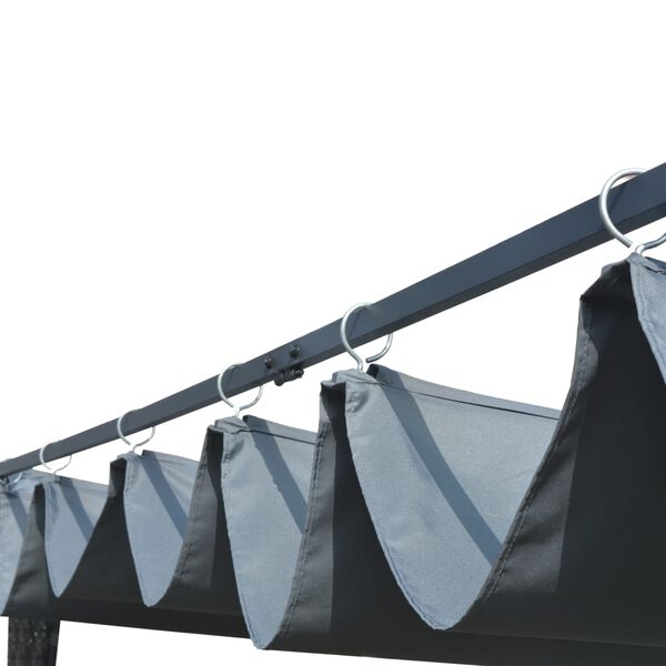 vidaXL Gazebo with Sliding Roof Poly Rattan 400x400x200 cm Grey and Anthracite