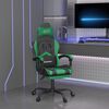 vidaXL Swivel Gaming Chair with Footrest Black&Green Faux Leather