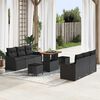 vidaXL Garden Sofa Set Height-Adjustable 9 pcs Black Poly Rattan