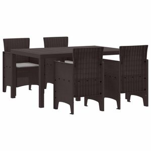 vidaXL Garden Dining Set 5 pcs Brown Polt rattan
