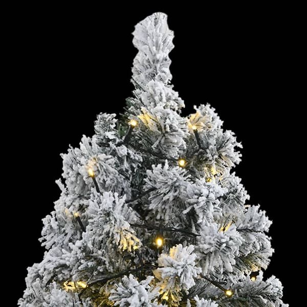 vidaXL Artificial Hinged Christmas Tree 300 LEDs & Flocked Snow 210 cm