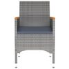 vidaXL 7 Piece Garden Dining Set Poly Rattan and Tempered Glass Grey