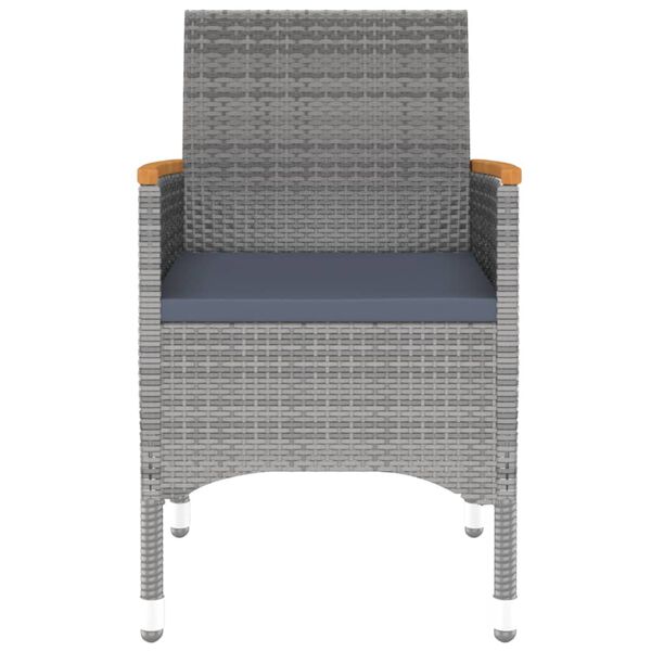 vidaXL 7 Piece Garden Dining Set Poly Rattan and Tempered Glass Grey