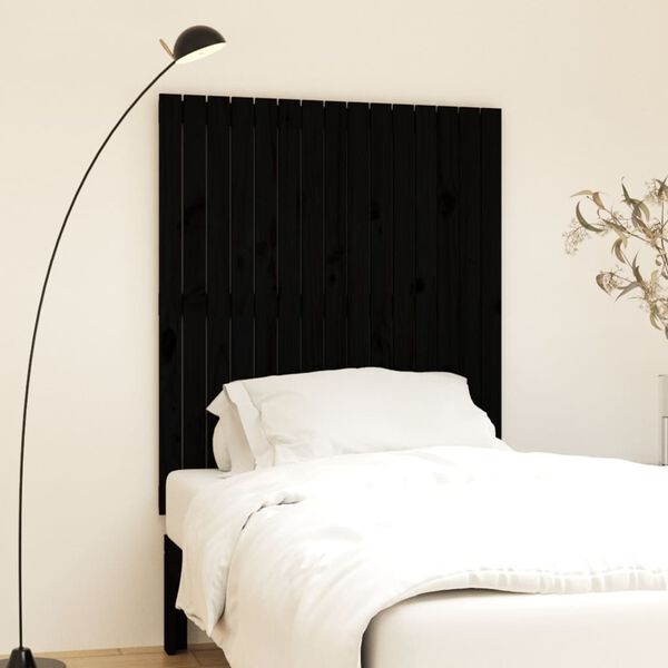 vidaXL Wall Headboard Black 95.5x3x110 cm Solid Wood Pine