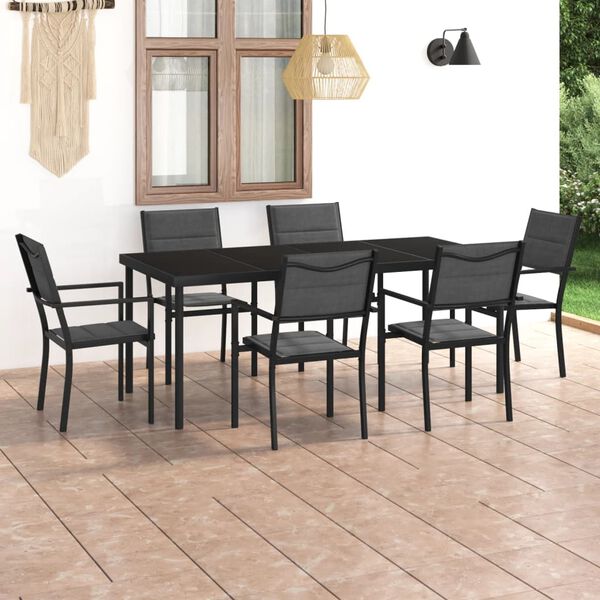 vidaXL 7 Piece Outdoor Dining Set Steel