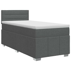 vidaXL Box Spring Bed with Mattress Dark Grey 107 x 203 cm Fabric